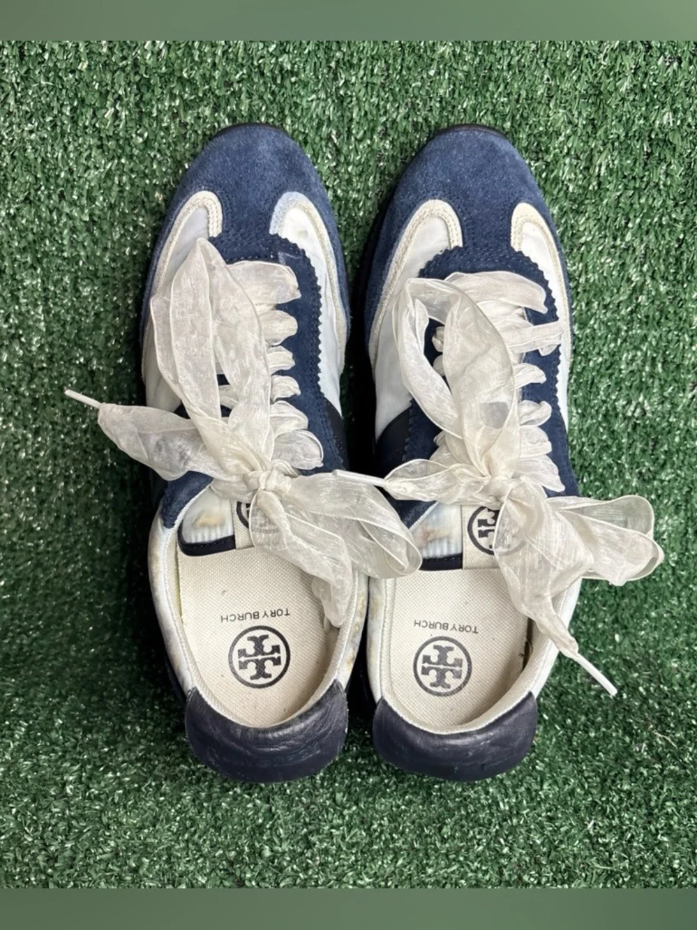 TORY BURCH 8913 SUEDE AND TEXTILE Women's Sneakers Trainers Size 8 M